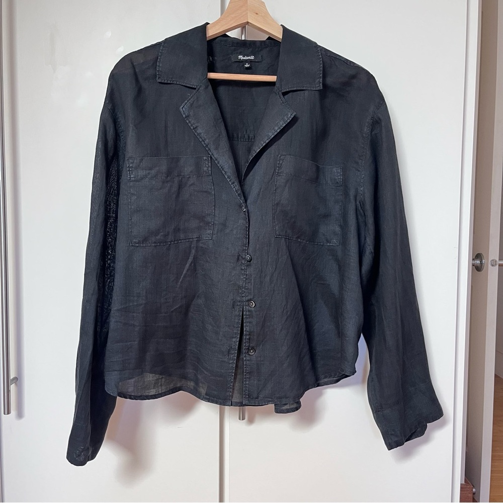 Madewell Black Camp Collar Shirt M